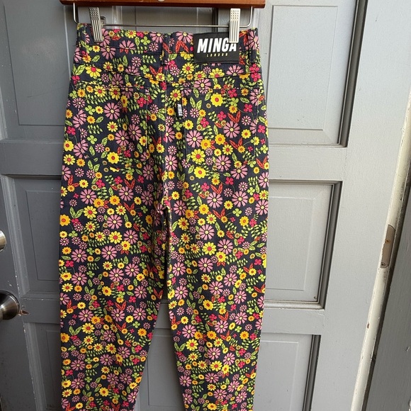 Minga London Vibrant Pink and Yellow floral print Skinny‎ Jeans size 0 - Picture 5 of 8